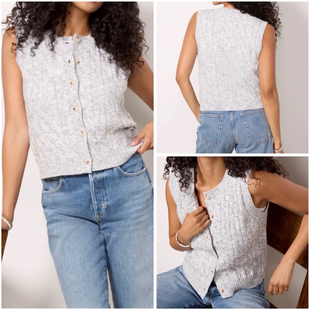Evereve Gray Cable Knit Sweater Vest